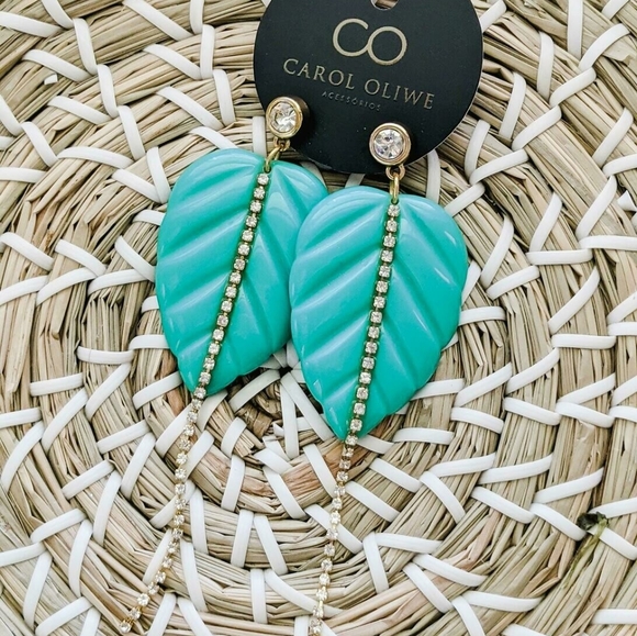 Jewelry - Fancy Aqua Colocasia Earrings
